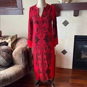 Vtg ethnic embroidered maxi dress